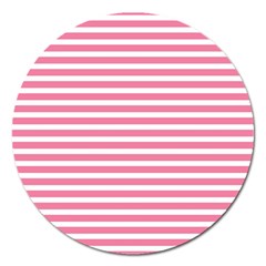 Horizontal Stripes Light Pink Magnet 5  (round) by Mariart