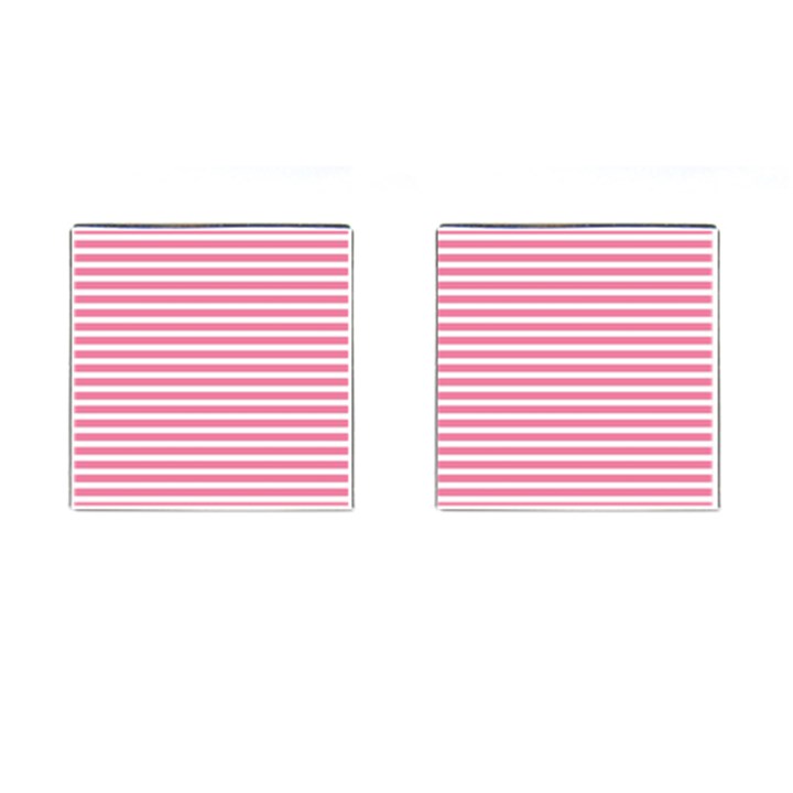 Horizontal Stripes Light Pink Cufflinks (Square)