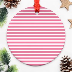 Horizontal Stripes Light Pink Round Ornament (two Sides) by Mariart