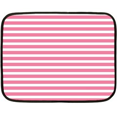 Horizontal Stripes Light Pink Fleece Blanket (mini) by Mariart