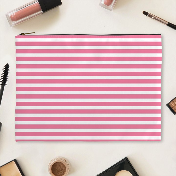 Horizontal Stripes Light Pink Cosmetic Bag (XL)