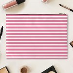 Horizontal Stripes Light Pink Cosmetic Bag (XL) Back