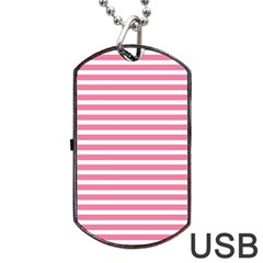 Horizontal Stripes Light Pink Dog Tag Usb Flash (one Side) by Mariart