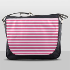 Horizontal Stripes Light Pink Messenger Bags by Mariart