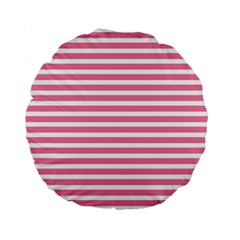 Horizontal Stripes Light Pink Standard 15  Premium Round Cushions by Mariart