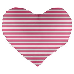 Horizontal Stripes Light Pink Large 19  Premium Flano Heart Shape Cushions by Mariart