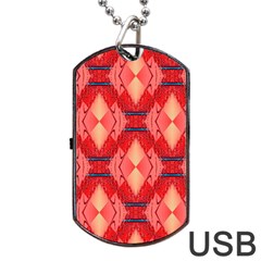 Orange Fractal Background Dog Tag Usb Flash (one Side) by Simbadda