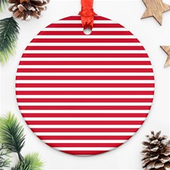 Horizontal Stripes Red Ornament (round) by Mariart