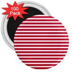 Horizontal Stripes Red 3  Magnets (100 pack) Front