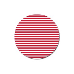 Horizontal Stripes Red Magnet 3  (round)