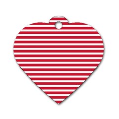 Horizontal Stripes Red Dog Tag Heart (one Side)