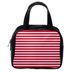 Horizontal Stripes Red Classic Handbags (one Side)