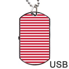 Horizontal Stripes Red Dog Tag Usb Flash (one Side)