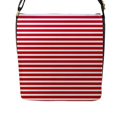 Horizontal Stripes Red Flap Messenger Bag (l) 