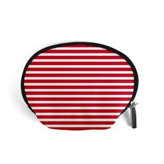 Horizontal Stripes Red Accessory Pouches (small)  by Mariart