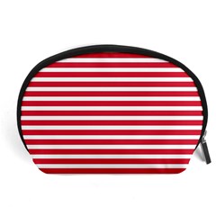 Horizontal Stripes Red Accessory Pouches (large)  by Mariart