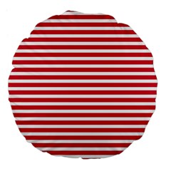 Horizontal Stripes Red Large 18  Premium Flano Round Cushions by Mariart