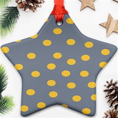 Limpet Polka Dot Yellow Grey Ornament (star) by Mariart