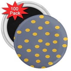 Limpet Polka Dot Yellow Grey 3  Magnets (100 Pack)