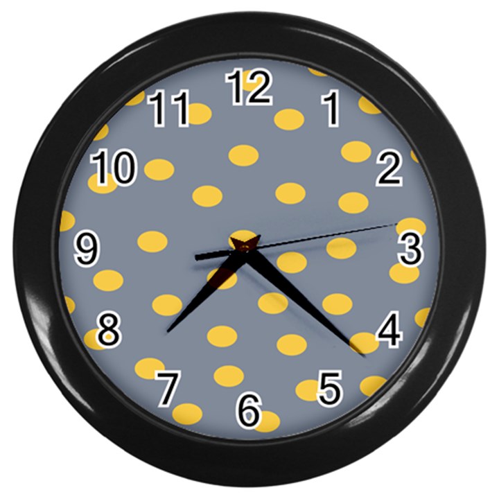 Limpet Polka Dot Yellow Grey Wall Clocks (Black)