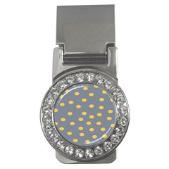 Limpet Polka Dot Yellow Grey Money Clips (cz)  by Mariart