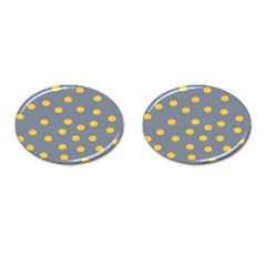 Limpet Polka Dot Yellow Grey Cufflinks (oval) by Mariart