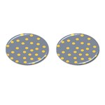 Limpet Polka Dot Yellow Grey Cufflinks (Oval) Front(Pair)