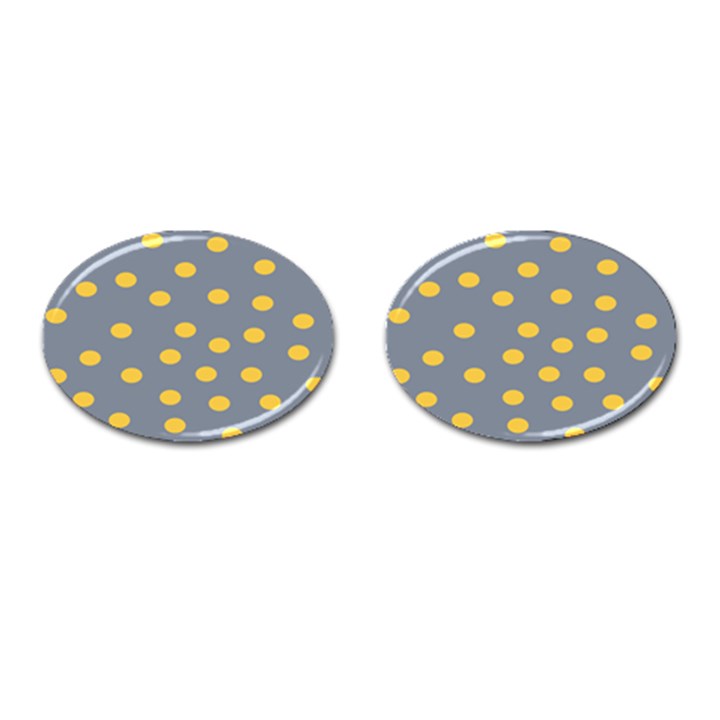 Limpet Polka Dot Yellow Grey Cufflinks (Oval)