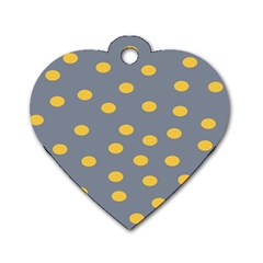 Limpet Polka Dot Yellow Grey Dog Tag Heart (one Side) by Mariart