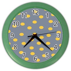 Limpet Polka Dot Yellow Grey Color Wall Clocks by Mariart