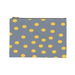 Limpet Polka Dot Yellow Grey Cosmetic Bag (Large)  Front