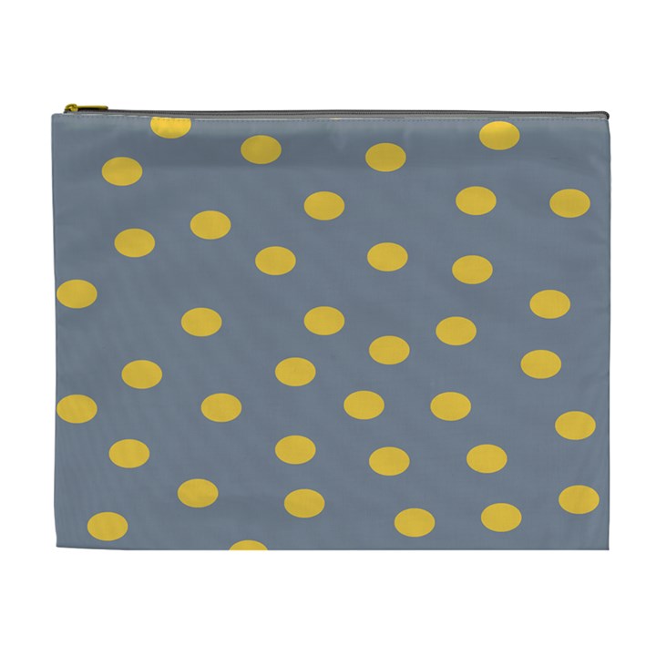 Limpet Polka Dot Yellow Grey Cosmetic Bag (XL)