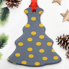 Limpet Polka Dot Yellow Grey Christmas Tree Ornament (two Sides)