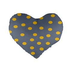 Limpet Polka Dot Yellow Grey Standard 16  Premium Heart Shape Cushions by Mariart