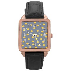 Limpet Polka Dot Yellow Grey Rose Gold Leather Watch  by Mariart