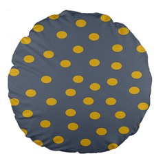 Limpet Polka Dot Yellow Grey Large 18  Premium Flano Round Cushions by Mariart