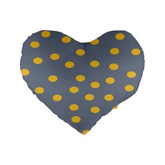 Limpet Polka Dot Yellow Grey Standard 16  Premium Flano Heart Shape Cushions by Mariart