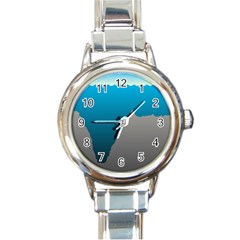 Mariana Trench Sea Beach Water Blue Round Italian Charm Watch by Mariart