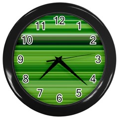 Horizontal Stripes Line Green Wall Clocks (black) by Mariart