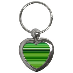 Horizontal Stripes Line Green Key Chains (heart)  by Mariart