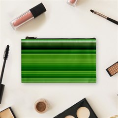 Horizontal Stripes Line Green Cosmetic Bag (small)  by Mariart