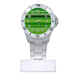 Horizontal Stripes Line Green Plastic Nurses Watch by Mariart