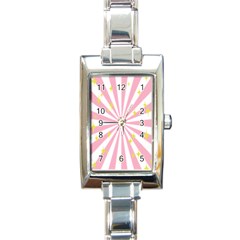 Hurak Pink Star Yellow Hole Sunlight Light Rectangle Italian Charm Watch