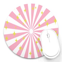 Hurak Pink Star Yellow Hole Sunlight Light Round Mousepads by Mariart