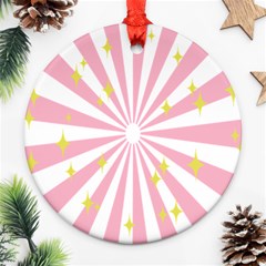 Hurak Pink Star Yellow Hole Sunlight Light Ornament (round)