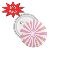 Hurak Pink Star Yellow Hole Sunlight Light 1 75  Buttons (100 Pack) 