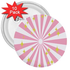 Hurak Pink Star Yellow Hole Sunlight Light 3  Buttons (10 Pack)  by Mariart