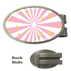 Hurak Pink Star Yellow Hole Sunlight Light Money Clips (oval)  by Mariart