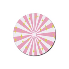 Hurak Pink Star Yellow Hole Sunlight Light Rubber Round Coaster (4 Pack) 