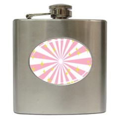 Hurak Pink Star Yellow Hole Sunlight Light Hip Flask (6 Oz) by Mariart